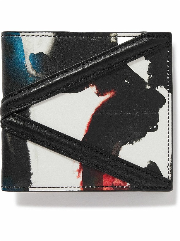 Photo: Alexander McQueen - Abstract Printed Leather Billfold Wallet - Black