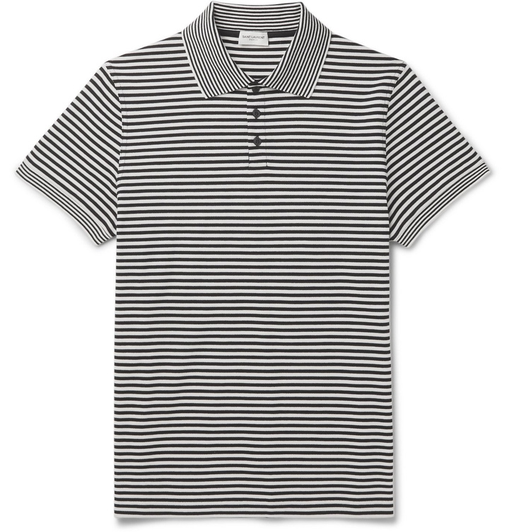 Photo: SAINT LAURENT - Striped Cotton-Piqué Polo Shirt - Multi