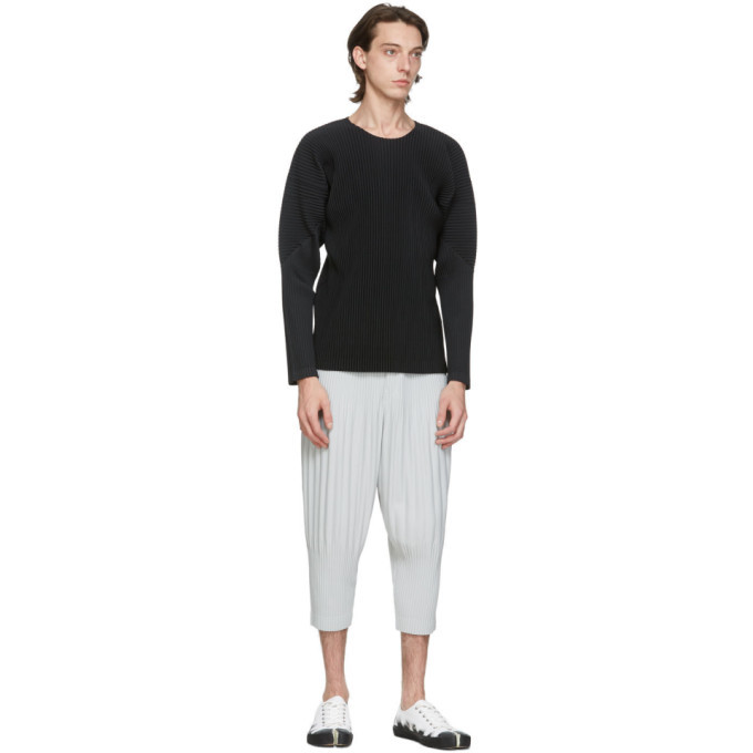 Homme Plisse Issey Miyake Grey Cropped Basics Trousers Homme