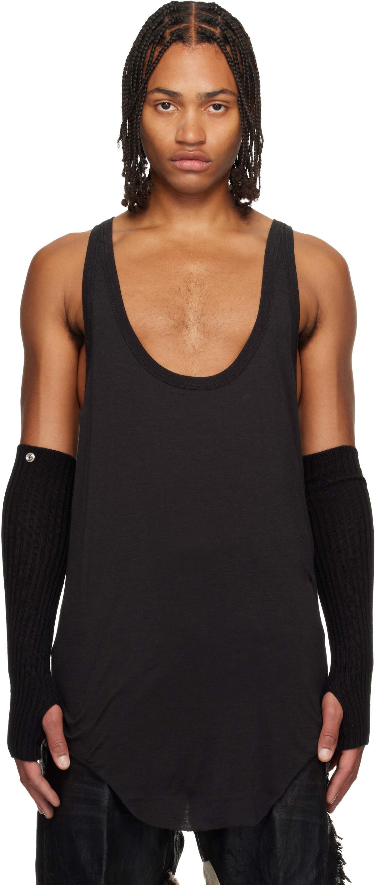 Rick Owens Black Basic Rib Tank Top Rick Owens