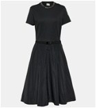 Moncler Belted embellished cotton midi dress