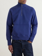 Drake's - Cotton-Jersey Half-Zip Sweater - Blue