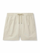 Ralph Lauren Purple label - Dorest Straight-Leg Pleated Silk and Linen-Blend Drawstring Shorts - Neutrals