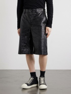 Rick Owens - Straight-Leg Full-Grain Leather Shorts - Black