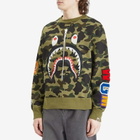 A Bathing Ape Men's 1st Camo Shark Crew Neck Sweatshirt in Green