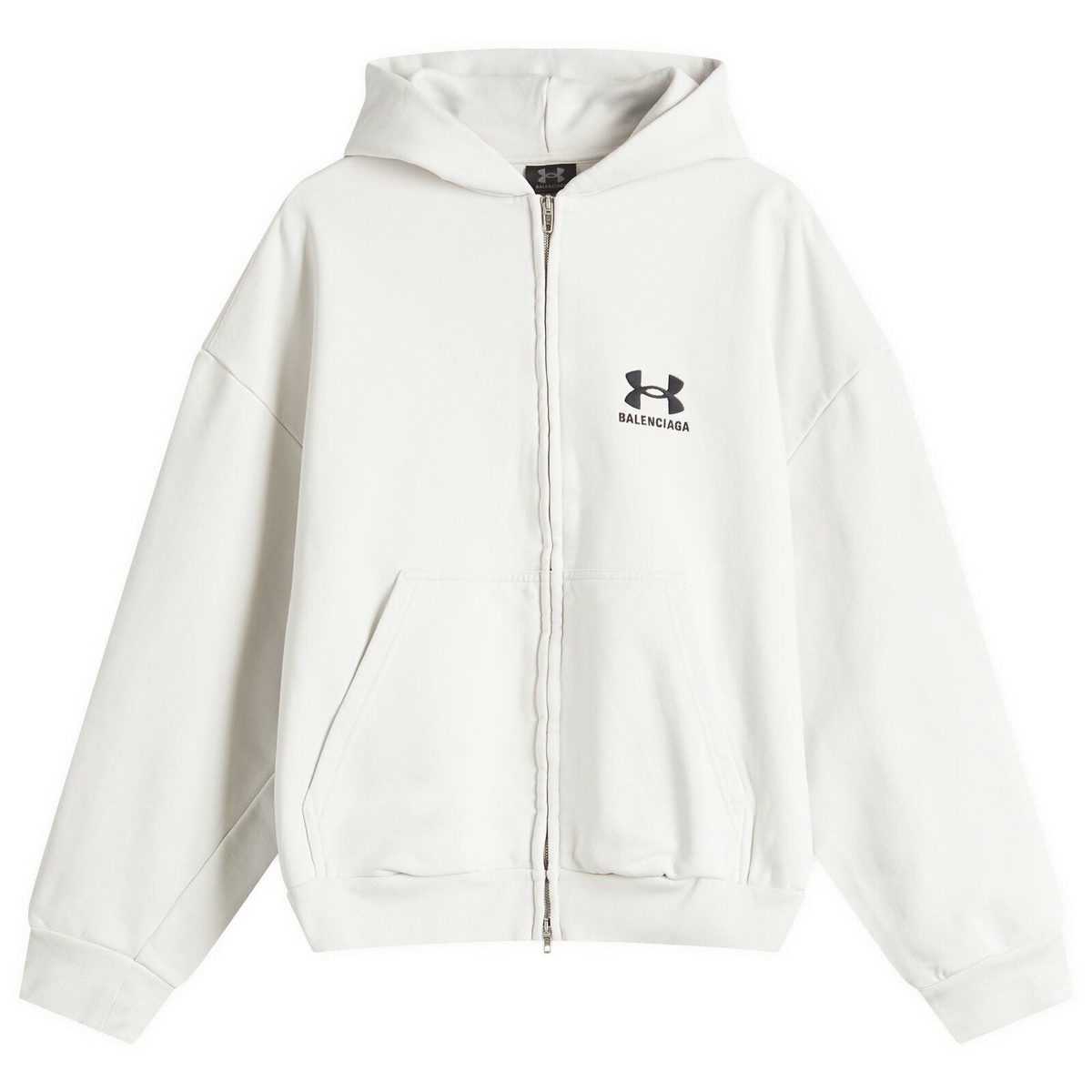 Balenciaga Men's Under Armour Zip-Up Hoodie in Dirty White