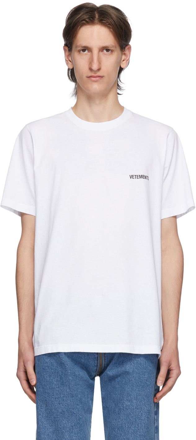 VETEMENTS White Logo Front Back T-Shirt Vetements