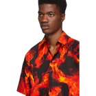 MSGM Black and Red Flame Print Shirt