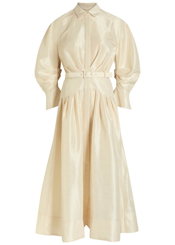 Photo: Rebecca Vallance Maple Taffeta Maxi Shirt Dress Cream