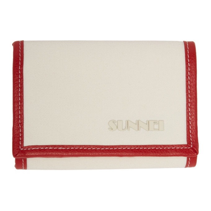 Photo: Sunnei White and Red Canvas Wallet