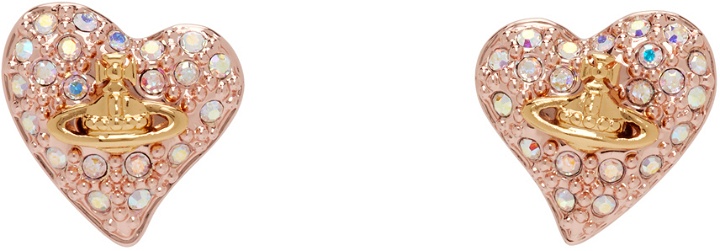 Photo: Vivienne Westwood Rose Gold Tiny Diamante Heart Earrings