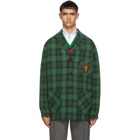 Gucci Green Check Wool Vintage Crest Jacket