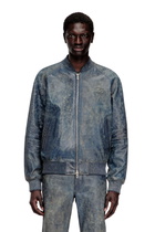 Diesel Bomber jacket in treated leather - Leather jackets Mens in Blue