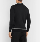 John Smedley - Treeby Contrast-Tipped Wool Polo Shirt - Black