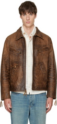 RRL Brown Zip Leather Jacket