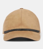 Brunello Cucinelli Monili-embellished suede baseball cap