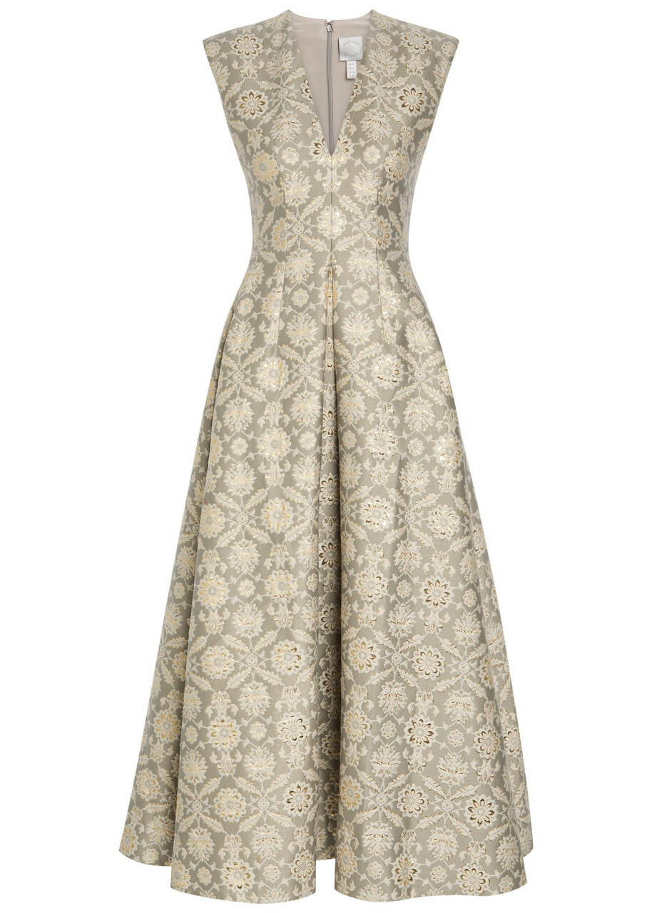 Huishan Zhang Kyle Floral-jacquard Cotton-blend Maxi Dress Grey