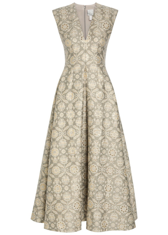 Photo: Huishan Zhang Kyle Floral-jacquard Cotton-blend Maxi Dress Grey