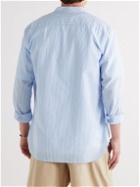 Oliver Spencer - Grandad-Collar Striped Cotton-Seersucker Shirt - Blue