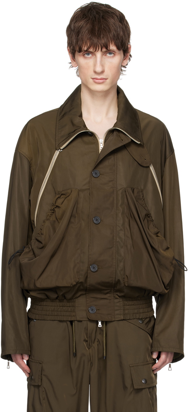 Dries Van Noten Brown Zip-Up Jacket