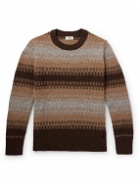 Altea - Slim-Fit Striped Alpaca-Blend Sweater - Brown