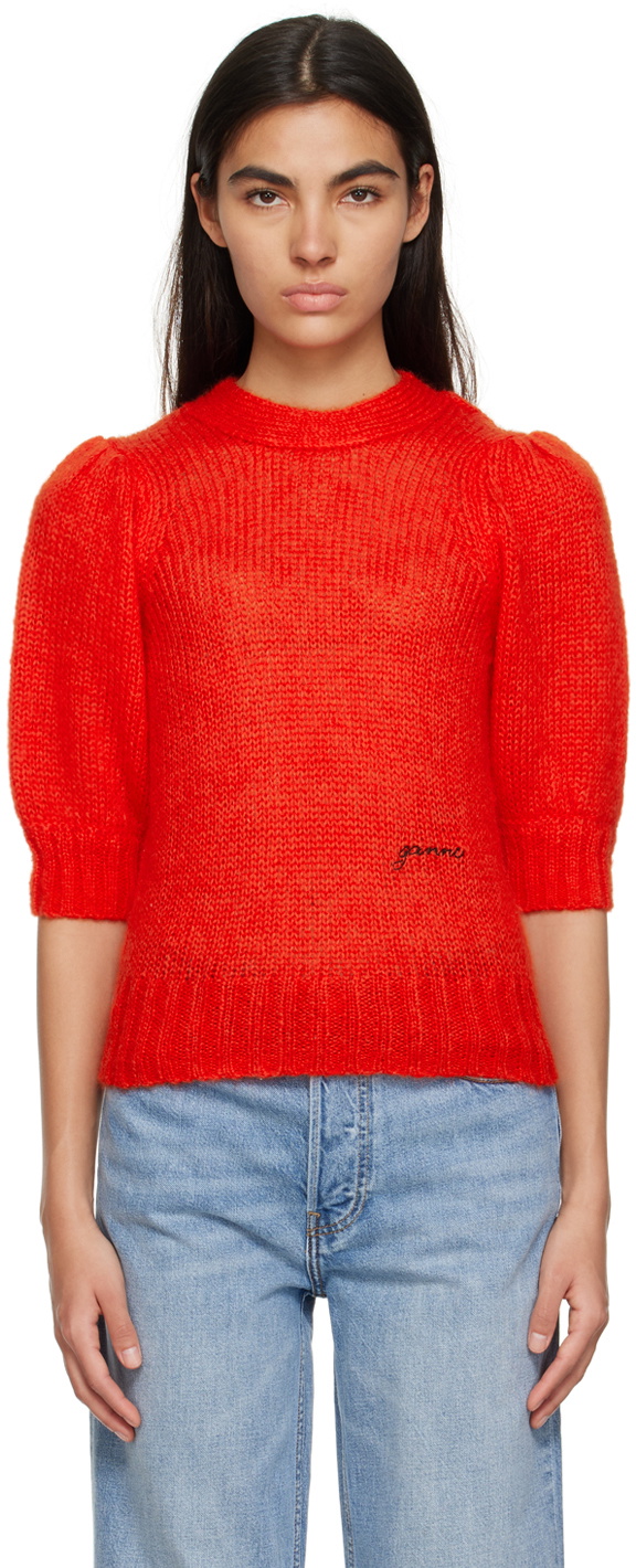 GANNI Red Embroidered Sweater GANNI