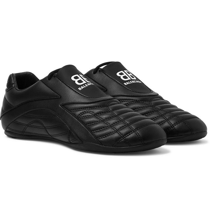 Photo: Balenciaga - Zen Logo-Print Faux Leather Sneakers - Black