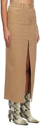 Reformation Tan Tazz Denim Maxi Skirt