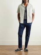 Onia - Slim-Fit Pleated Garment-Dyed Stretch-Cotton Drawstring Trousers - Blue