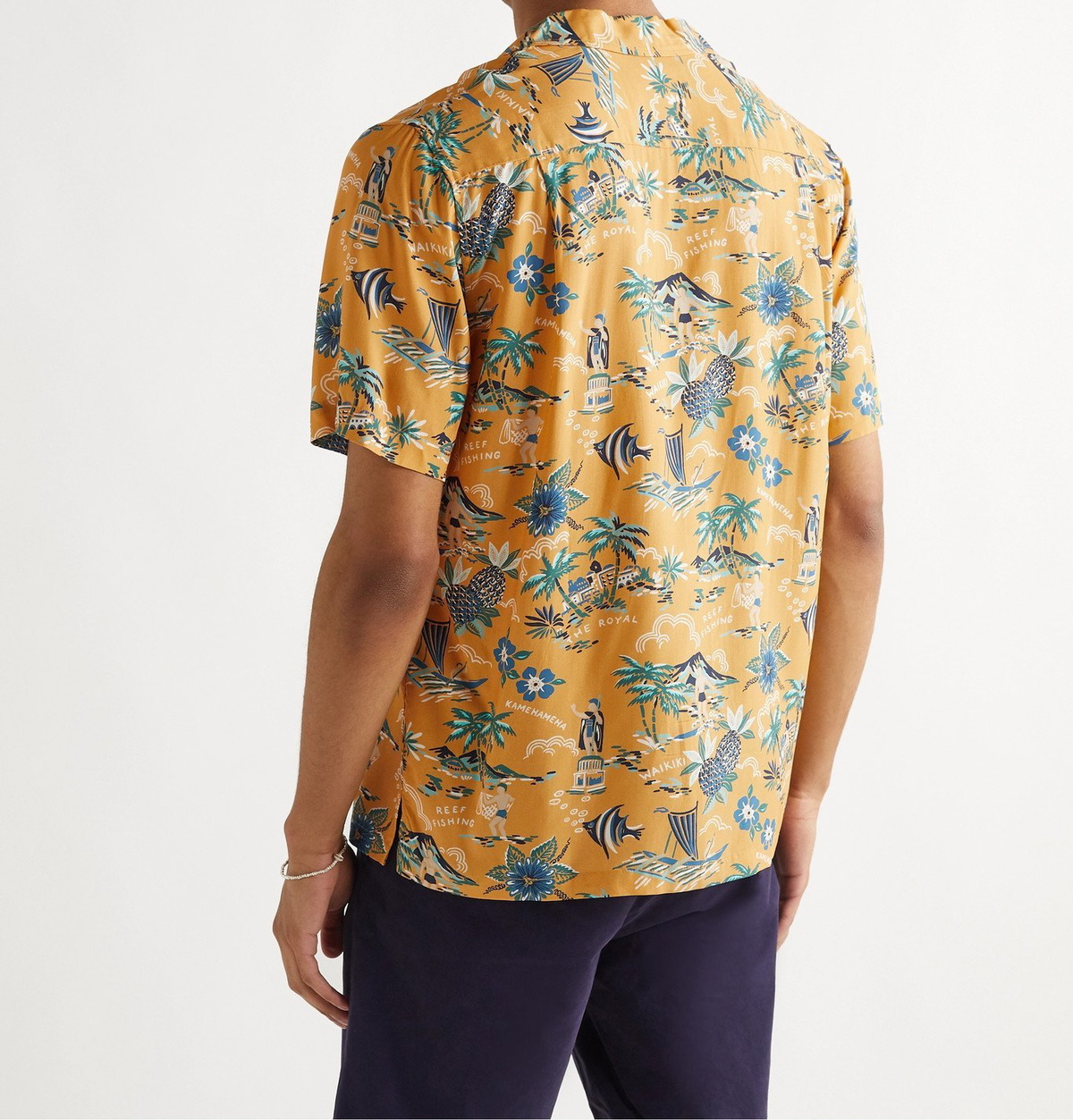 Reyn Spooner - Camp-Collar Printed Woven Shirt - Yellow Reyn Spooner