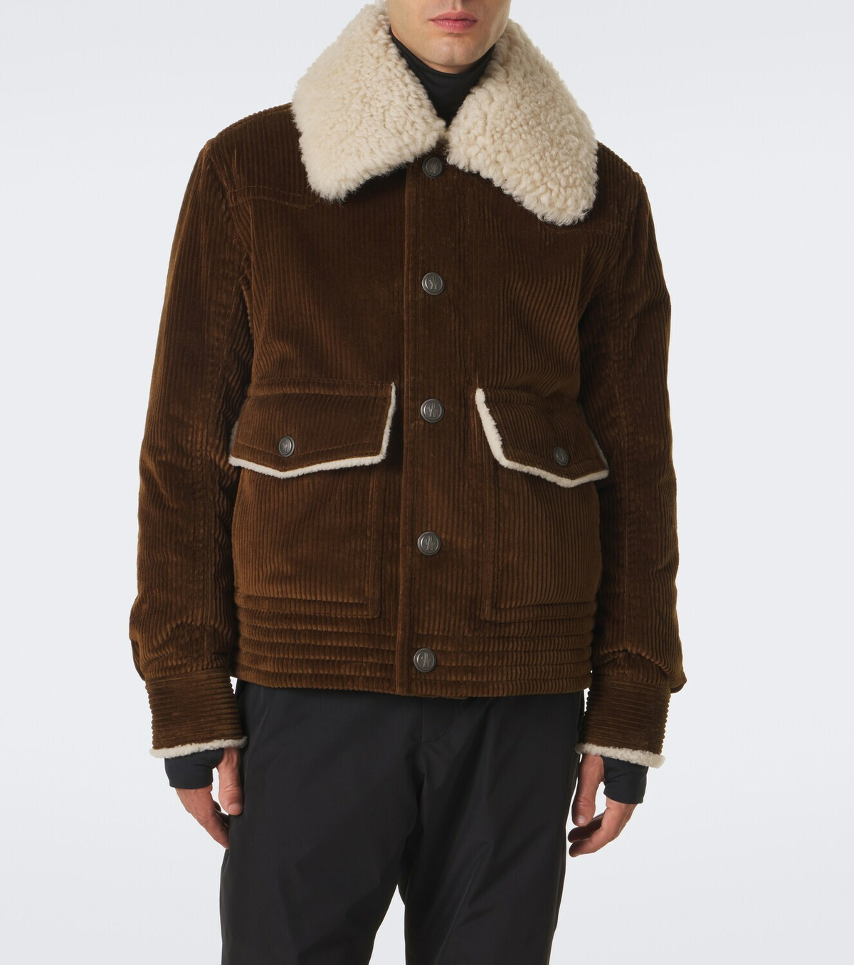Moncler Grenoble Shearling-trimmed corduroy down jacket
