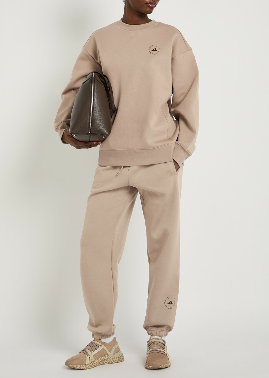 Adidas X Stella Mccartney Logo-print Cotton Sweatpants Brown