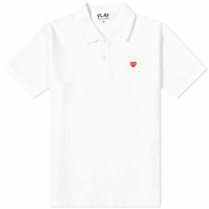 Photo: Comme des Garçons Play Men's Little Red Heart Polo Shirt in White