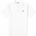 Comme des Garçons Play Men's Little Red Heart Polo Shirt in White