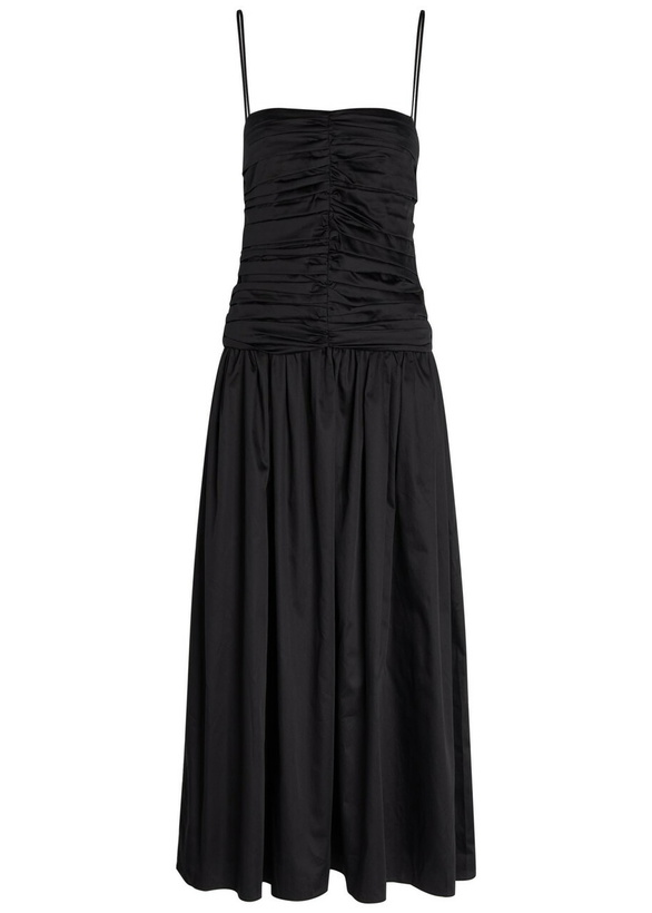 Photo: Tove Amina Gathered Cotton Midi Dress Black