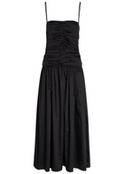 Tove Amina Gathered Cotton Midi Dress Black