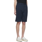 Maison Kitsune Navy Striped Seersucker Stan Bermuda Shorts