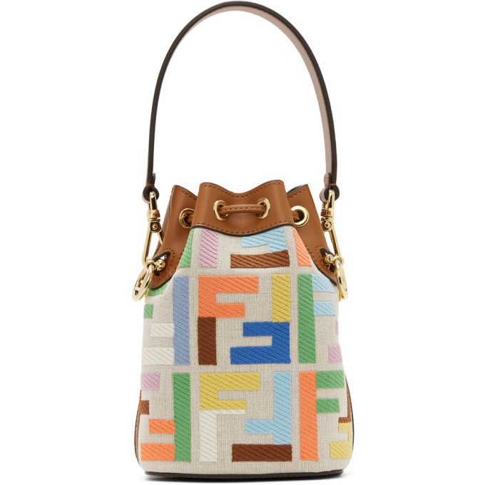 Fendi Mon Tresor Mini Bag Canvas Multicolor, Bucket Bag