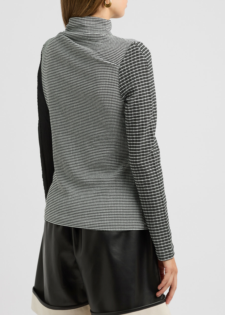 Stine Goya Patchwork Printed Smocked top Black And White