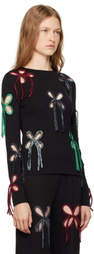 J.Kim Black Colorful Petal T-shirt