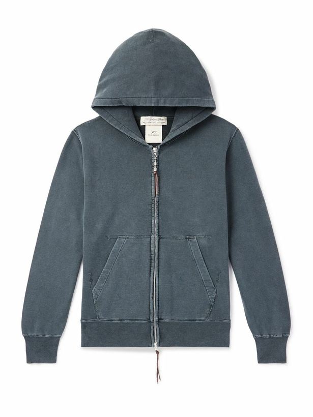 Photo: Remi Relief - Distressed Cotton-Jersey Zip-Up Hoodie - Black