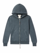 Remi Relief - Distressed Cotton-Jersey Zip-Up Hoodie - Black