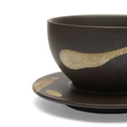 ferm LIVING Koyo Cup with Saucer in Dark Brown/Buff 