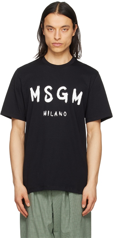 Photo: MSGM Black Brushed T-Shirt