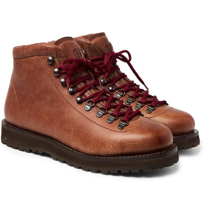 Photo: Brunello Cucinelli - Shearling-Lined Leather Boots - Brown