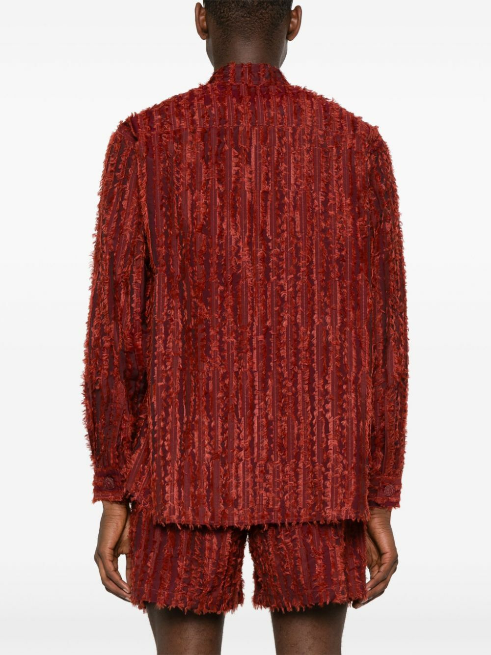 Labrum London Red Fringed Velvet Long-Sleeve Shirt