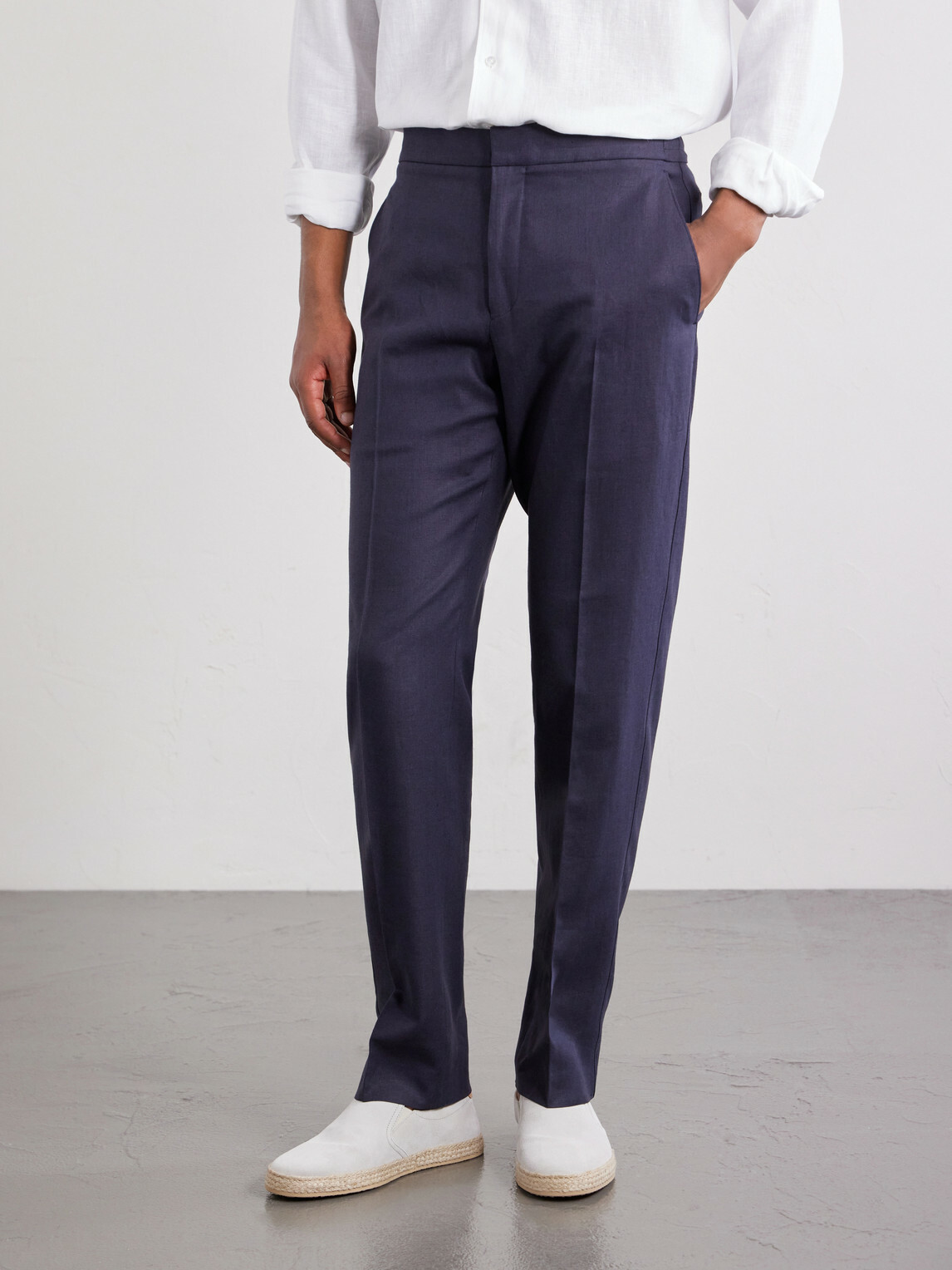 Zegna - Straight-Leg Linen-Twill Trousers - Blue