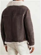 Loro Piana - Leather-Trimmed Shearling Jacket - Brown