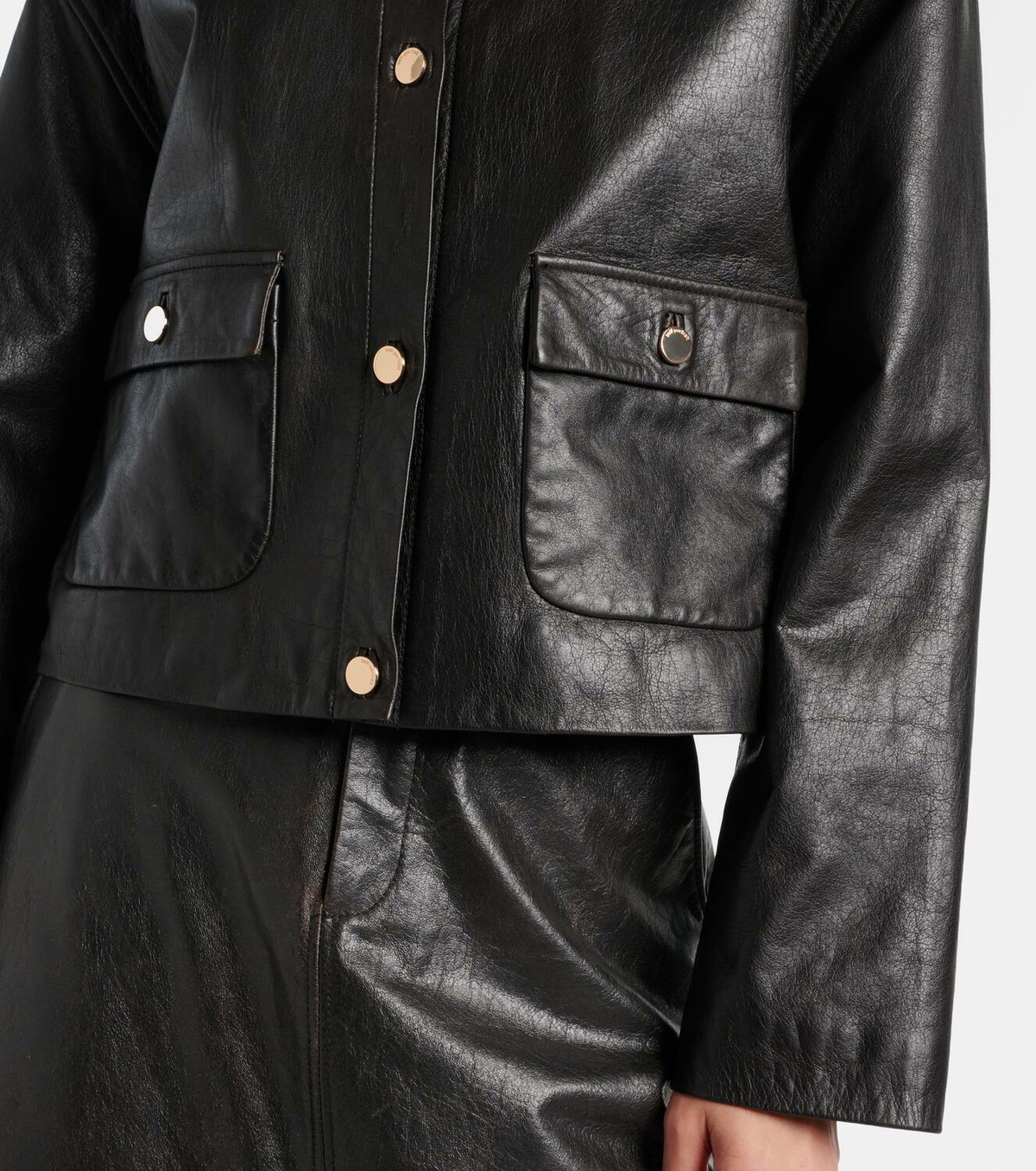Self-Portrait Shearling-trimmed leather jacket