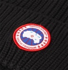Canada Goose - Logo-Appliquéd Ribbed Merino Wool Beanie - Black